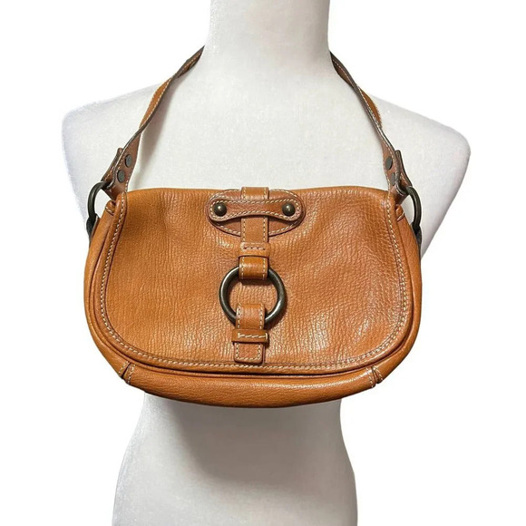 Banana Republic Brown Pebble Leather Shoulder Bag Leather - Picture 1 of 6
